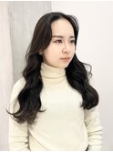 暗髪グレーアッシュ艶髪ロングレイヤー