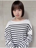 前髪あり　ボブ　ミニボブ　内巻き　小顔　切りっぱなしボブ