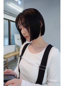 ネルケ 立川(nelke) 大人ボブ大人ショートボブ切りっぱなしボブ前髪あり前下がりボブ