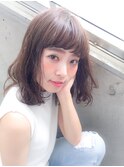 外国人風ウェーブ×オン眉