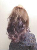 前髪パーマ パープルラベンダーグレージュ×グラデーション 小岩
