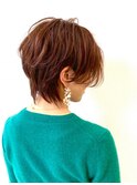 ショート レイヤー レッドブラウン