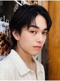 渋谷メンズ冬爽やかアップバング短髪パーマスパイキーショート
