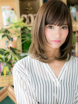 カバーヘア ブリス 北浦和(COVER HAIR bliss) 斜めバングオリーブアッシュレイヤーカットc6北浦和20代30代40代