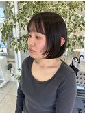 ぱつっとボブ 顔まわりレイヤーぱっつん前髪