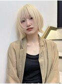 ブロンド金髪 フェイスレイヤーボブ似合わせ小顔t620