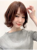レイヤーボブ/大人ボブ/くせ毛風パーマ/ニュアンスレイヤー