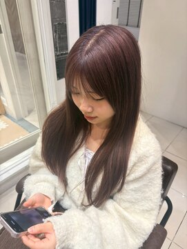 アース 会津若松店(HAIR&MAKE EARTH) ツヤ感ラベンダーブラウン×ナチュラルストレート