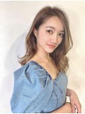 30代40代小顔ゆる巻きくびれカールひし形セミディ
