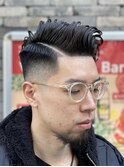 海外バーバー外人風フェードカット　緩めパーマ