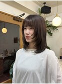 ホワイトグレージュ/チェリーブラウン/レイヤーカット/恵比寿