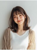 ゆるふわミディ×ブラウンカラーで抜け感UP【夙川/苦楽園】