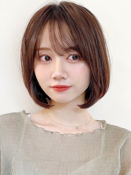 セイドット オモテサンドウ(Say. omotesando) Say.ひし形シルエットボブレイヤーオリーブグレー暗めカラーボブ