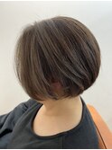 ツーブロックショート×オリーブブラウン