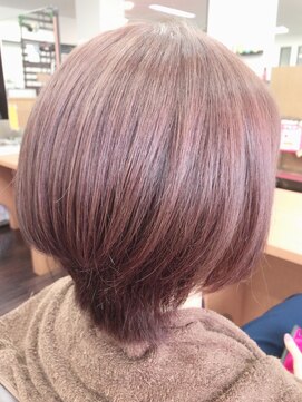 ファイン 美容室 深川店(FINE) 大人可愛いレイヤーカットピンクカラー伸ばしかけ