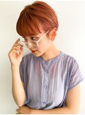 【迫田】お洒落ショート 耳掛けショート 丸みショート オレンジ