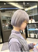 20代30代ミニボブブルーホワイト小顔美肌ストレート丸み