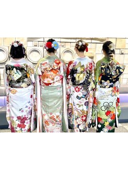 成人式、七五三など大切な日の着付けはお任せください☆ヘアセットとの組み合わせで、より華やかに可愛く♪