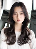 レイヤーカット毛先ワンカールくせ毛風カール薄めバングデジパ