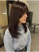 20代30代40代大人可愛い韓国風艶感レイヤーアッシュブラウン