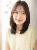 ラテグレージュワンホンレイヤー顔周りカットA14上尾30代40代