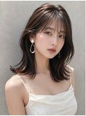 フェイスレイヤー鎖骨ミディアム外ハネミディアム韓国風パーマ☆