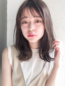 キリ 表参道(kyli) 大人かわいい前髪 ココアブラウン フリンジウェーブ 薄めバング