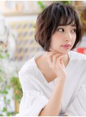 ★ミルクティーブラウンショートパーマミニボブ20代30代40代★7