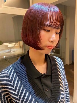 トップヘアー スパアンドリラクゼーション 安城(spa&relaxation) 赤髪コンパクトミニボブ/ベビーピンク