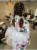 浴衣ヘアアレンジ編み込みゆるふわヘアセット