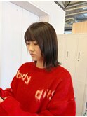 ワンレンミディアム-顔周りカット-顔周りレイヤーミルティカラー
