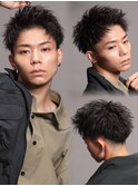 ツーブロ 刈り上げ 短髪 アップバング 爽やか ソフトツイスト
