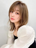 ラルユー 金山(LallYou)&nbsp;30代大人かわいい外ハネミディアム × ミルクティーベージュ