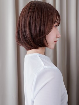 カバーヘア イヴ 戸頭店(COVER HAIR EVE) グレージュ暗髪ブリーチなし前下がりストレートミニボブ30代Te1