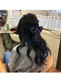 卒業式のハーフアップ 袴bバーション