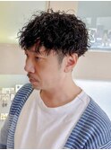 ツイスパセンターパートマッシュ波巻きダウンパーマメンズ目黒