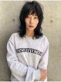 midi-mullet/切りっぱなしボブエアリーロング美髪ピンクブラウン