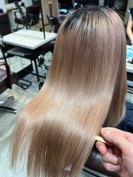 アディクト 東陽町西口(addict) ブリーチ髪質改善縮毛矯正＿ホワイト＿セミロング［東陽町］