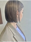 20代30代大人可愛い艶感グレージュ切りっぱなしボブロブ