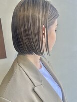 ヘアー アイス 御器所本店(HAIR ICI)&nbsp;20代30代大人可愛い艶感グレージュ切りっぱなしボブロブ