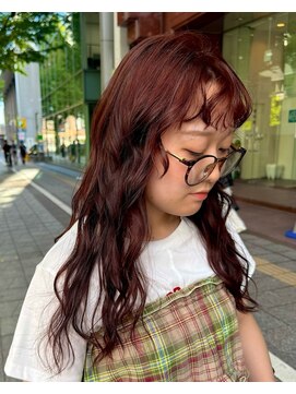 ビーハイブ 仙台駅前店(Behive) オレンジカラー/ブリーチなし/セミロングパーマ/10代20代30代