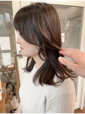 レイヤーカット/サラ艶ロング/ヌーディカラー/ニュアンスカラー
