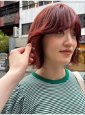 心斎橋　レッドカラー　オレンジ　ヘアカラー　10代20代