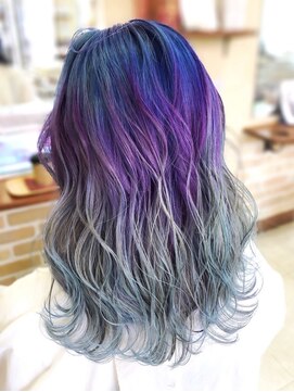 セットアップ 倉敷美和店(SET-UP) エアリーロング/ウェーブヘア/グラデ/ブルージュ/ラベンダー