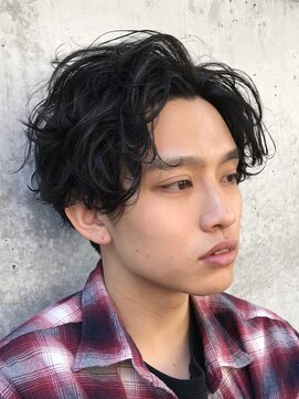 フィフス(fifth) かき上げヘアスパイラルパーマツーブロック七三オールバック