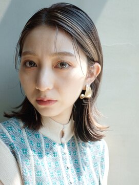 アルバム 銀座(ALBUM GINZA) 外ハネミディ_ハイライトカラーセミウェットウェーブ_68050