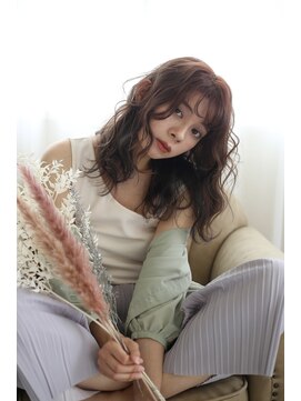 ヘアーメイクパウダー 天王寺寺田町店(Hair make powder) 小顔外ハネミディアムアッシュ20代30代40代くびれミディ韓国ヘア