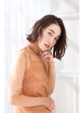 トティア 堀江(Totia) 【Totia堀江】外ハネミディアムボブ×オリーブカラー