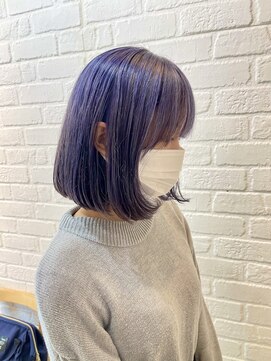デイジー インデックスヘア 大島店(DAISY index hair) 切りっぱなしボブ タンバルモリ 韓国風 ラベンダーピンク