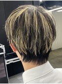 □カルマパーマ#ベリーショート#ウルフ#アッシュブラック